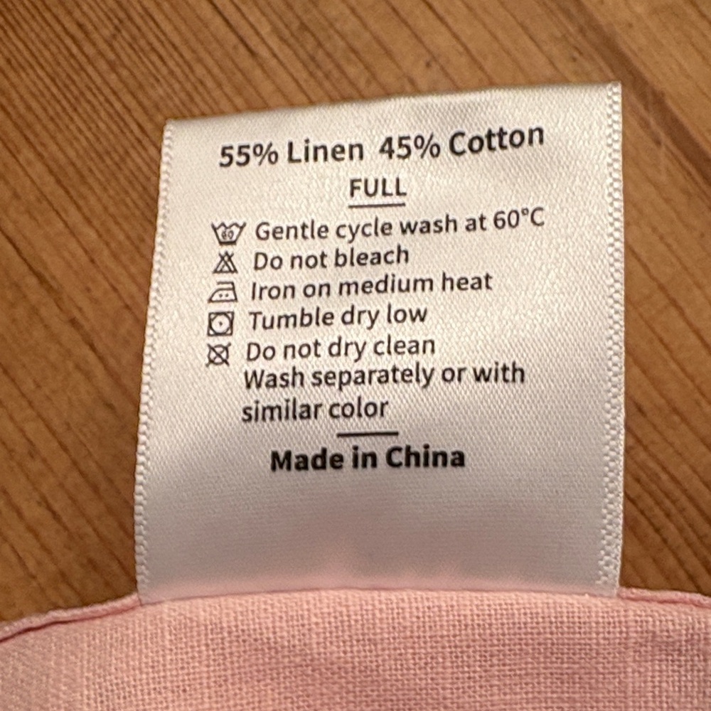 Pink Linen Cotton Blend fitted sheet full size